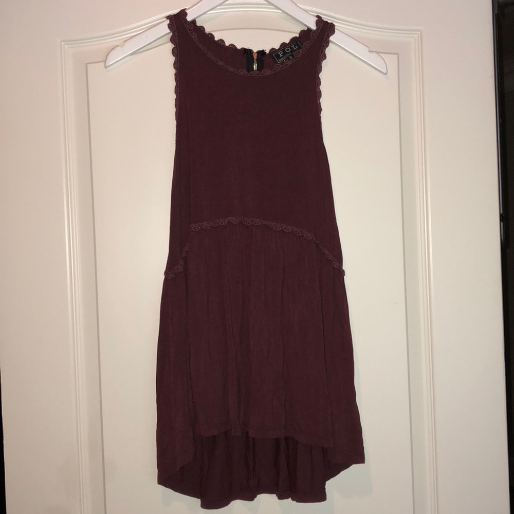 Ruffled Burgundy Tank Top